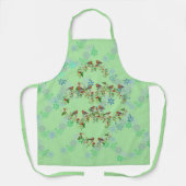 Robin, kransen en sneeuwvlokken groen schort (Voorkant)