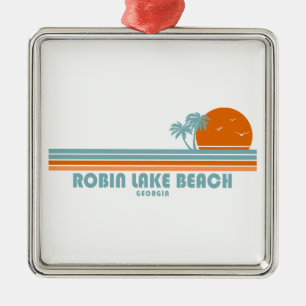 Robin Lake Beach Georgia Sun Palm Trees Metalen Ornament