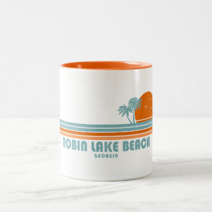 Robin Lake Beach Georgia Sun Palm Trees Tweekleurige Koffiemok