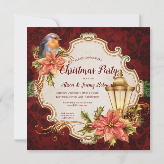 Robin & Lantern kerstparty Kaart (Voorkant)