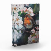 Robin met kersenbloesem fotoblokken (Links)