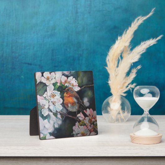 Robin met kersenbloesem fotoplaat (Insitu)