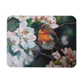 Robin met kersenbloesem magneet (Horizontaal)
