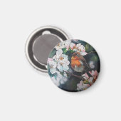 Robin met kersenbloesem magneet (Voorkant / Achterkant)