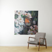 Robin met kersenbloesem wandkleed (In situ)