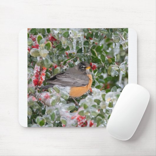 Robin met Kerstmis Muismat (Met muis)