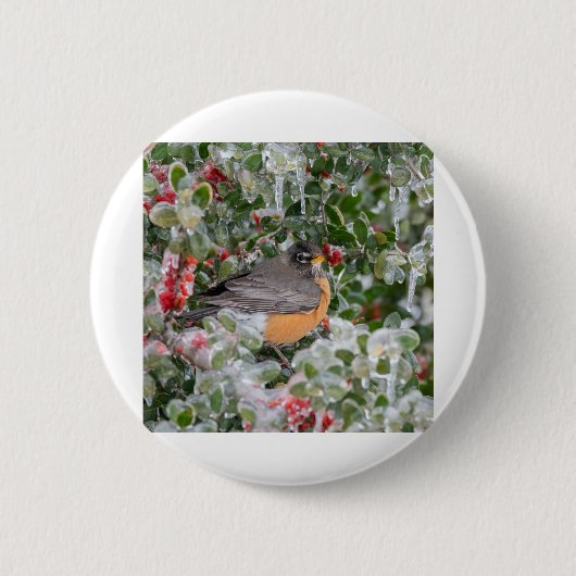 Robin met Kerstmis Ronde Button 5,7 Cm (Voorkant)