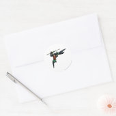 Robin met Personeel - Leaps Ronde Sticker (Envelop)