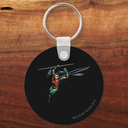 Robin met Personeel - Leaps Sleutelhanger (Voorkant)