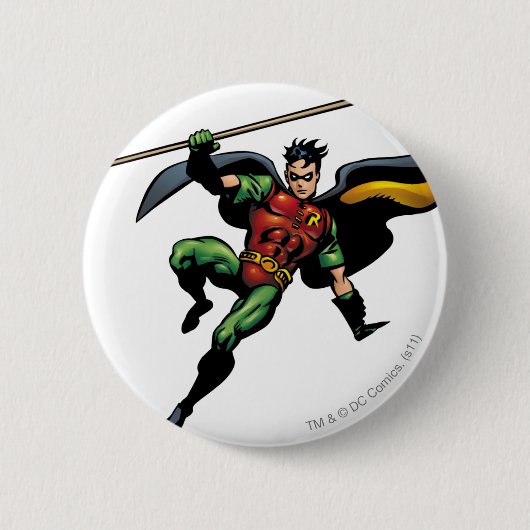 Robin met Personeel Ronde Button 5,7 Cm (Voorkant)