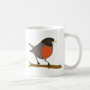Robin met rode borst op Tak Koffiemok