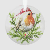Robin met Santa Hat en Snow Ornament (achterkant)