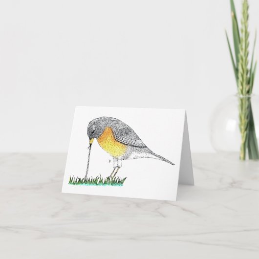 Robin met Worm Kaart (Voorkant)