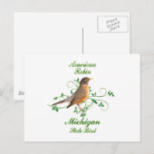 Robin Michigan State Bird Briefkaart (Voorkant / Achterkant)