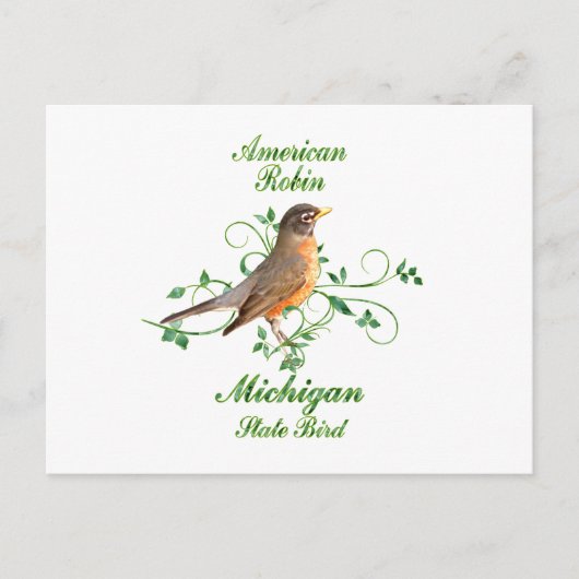 Robin Michigan State Bird Briefkaart (Voorkant)