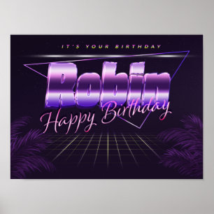 Robin Name Vorname lila retro Poster Geburtstag