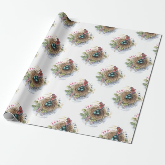 Robin Nest Cadeaupapier (Uitgerold)