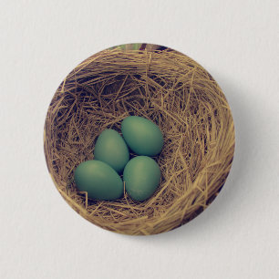 Robin Nest en Eggs Ronde Button 5,7 Cm