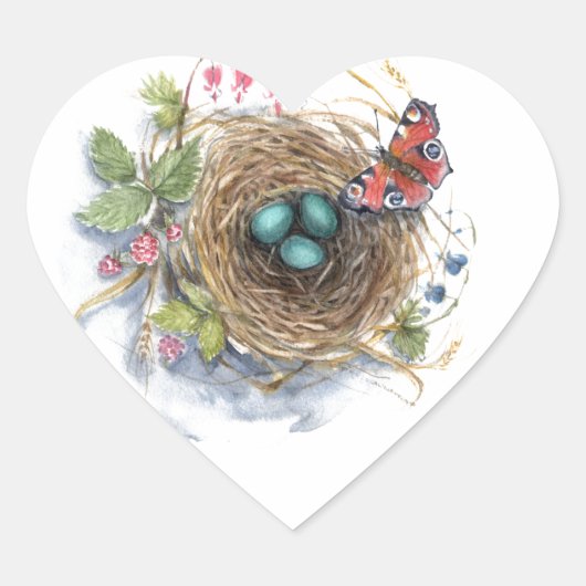 Robin Nest Hart Sticker (Voorkant)