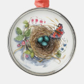 Robin Nest Metalen Ornament (Voorkant)