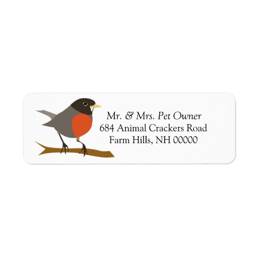 Robin On Branch Return Address Labkers Etiket (Voorkant)
