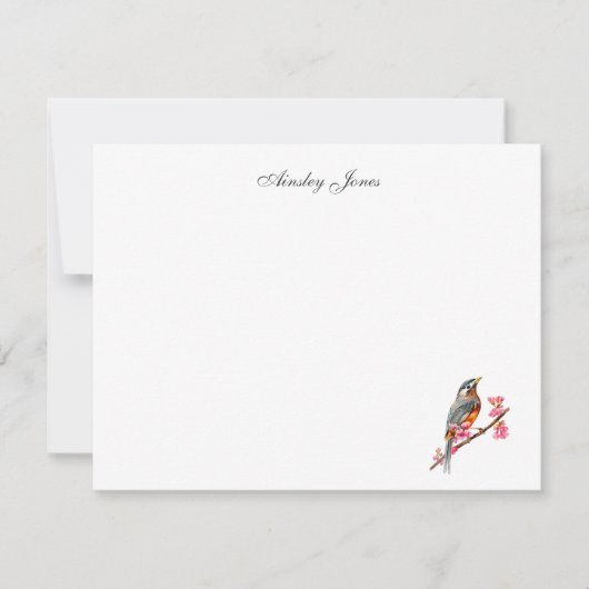 Robin on cherry tree waterverf Bedankt voor je kaa (Voorkant)