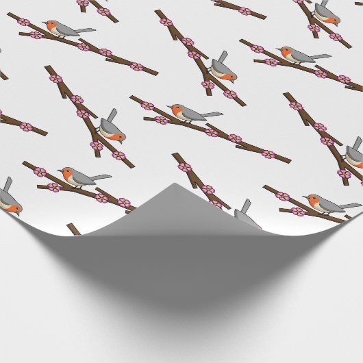 Robin on Sakura Cadeaupapier (Hoek)