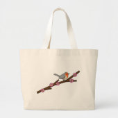 Robin on Sakura Grote Tote Bag (Voorkant)