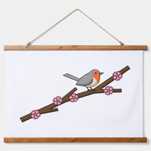 Robin on Sakura Hangend Wandkleed (Voorkant)