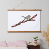 Robin on Sakura Hangend Wandkleed (Slaapkamer)