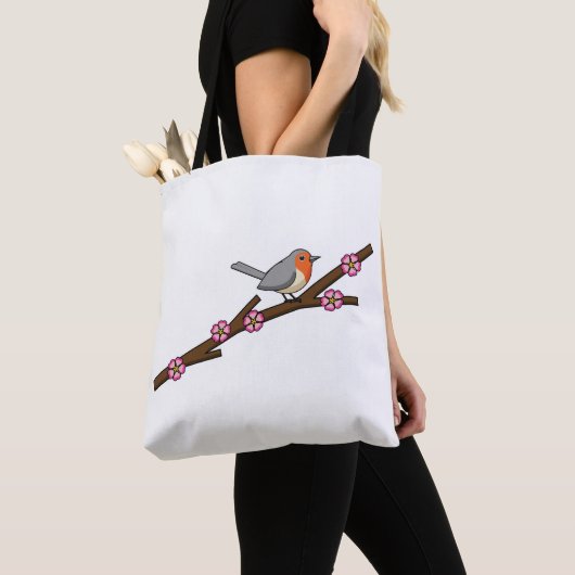 Robin on Sakura Tote Bag (Dichtbij)