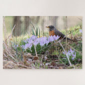 Robin onder Flowers Legpuzzel (Horizontaal)