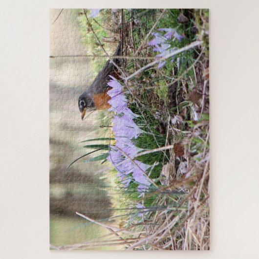 Robin onder Flowers Legpuzzel (Verticaal)
