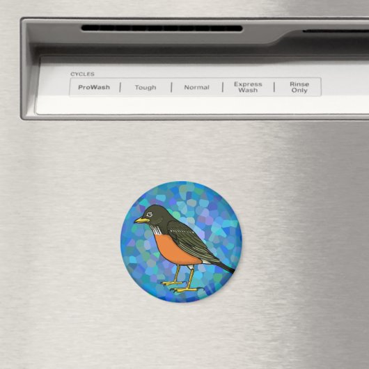 Robin op blauw magneet (Insitu (Vaatwasser))