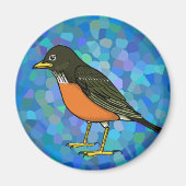 Robin op blauw magneet (Voorkant)