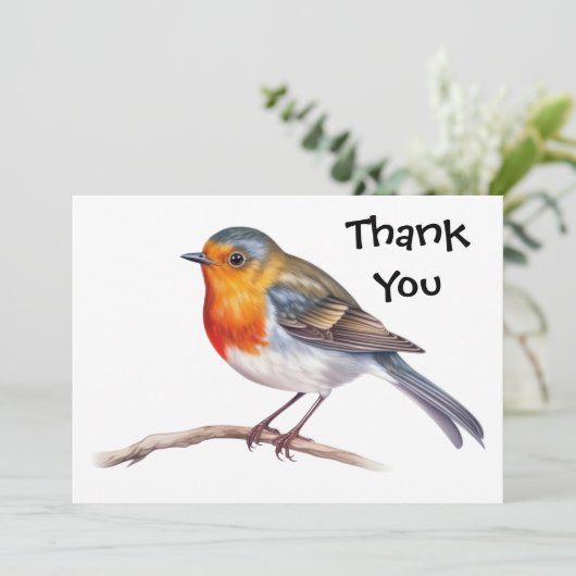 Robin op boomtak Flat Dank u kaart (Staand voorkant)
