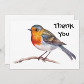 Robin op boomtak Flat Dank u kaart (Voorkant / Achterkant)