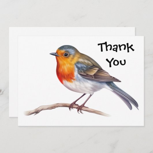 Robin op boomtak Flat Dank u kaart (Voorkant / Achterkant)