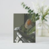 Robin op de fiets Close Up DIY Briefkaart (Staand voorkant)