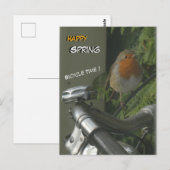 Robin op de fiets Close Up Happy Spring Briefkaart (Voorkant / Achterkant)