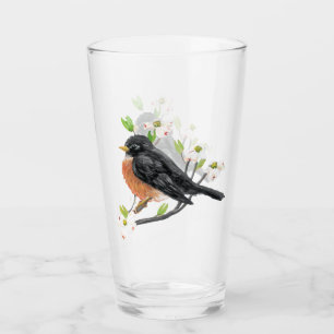 Robin op Dogwood Glass Tumbler