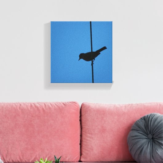 Robin op een draad canvas afdruk (Insitu (Woonkamer))