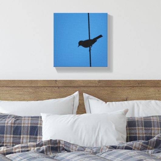 Robin op een draad canvas afdruk (Insitu (Slaapkamer))