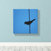 Robin op een draad canvas afdruk (Insitu (Houten vloer))