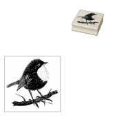 Robin op een filiaal rubberstempel (Gestempeld)