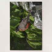 Robin op een hoofdsteen legpuzzel (Verticaal)