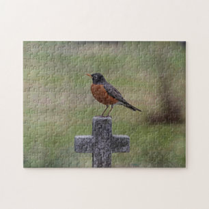 Robin op een kruis legpuzzel
