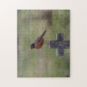 Robin op een kruis legpuzzel (Verticaal)
