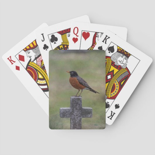 Robin op een kruis speelkaarten (Achterkant)