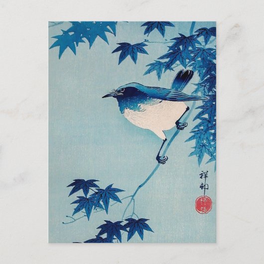 Robin op een Maple Branch, Koson, Japanse vogelkun Briefkaart (Voorkant)